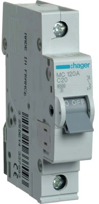 Hager In=20А «C» 6kA MC120A Автоматический выключатель 27878 фото